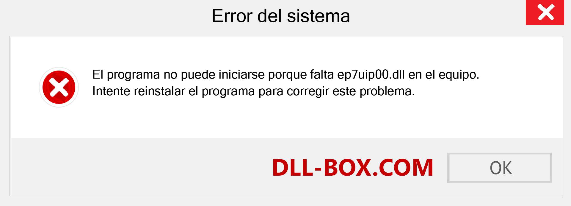 ¿Falta el archivo ep7uip00.dll ?. Descargar para Windows 7, 8, 10 - Corregir ep7uip00 dll Missing Error en Windows, fotos, imágenes